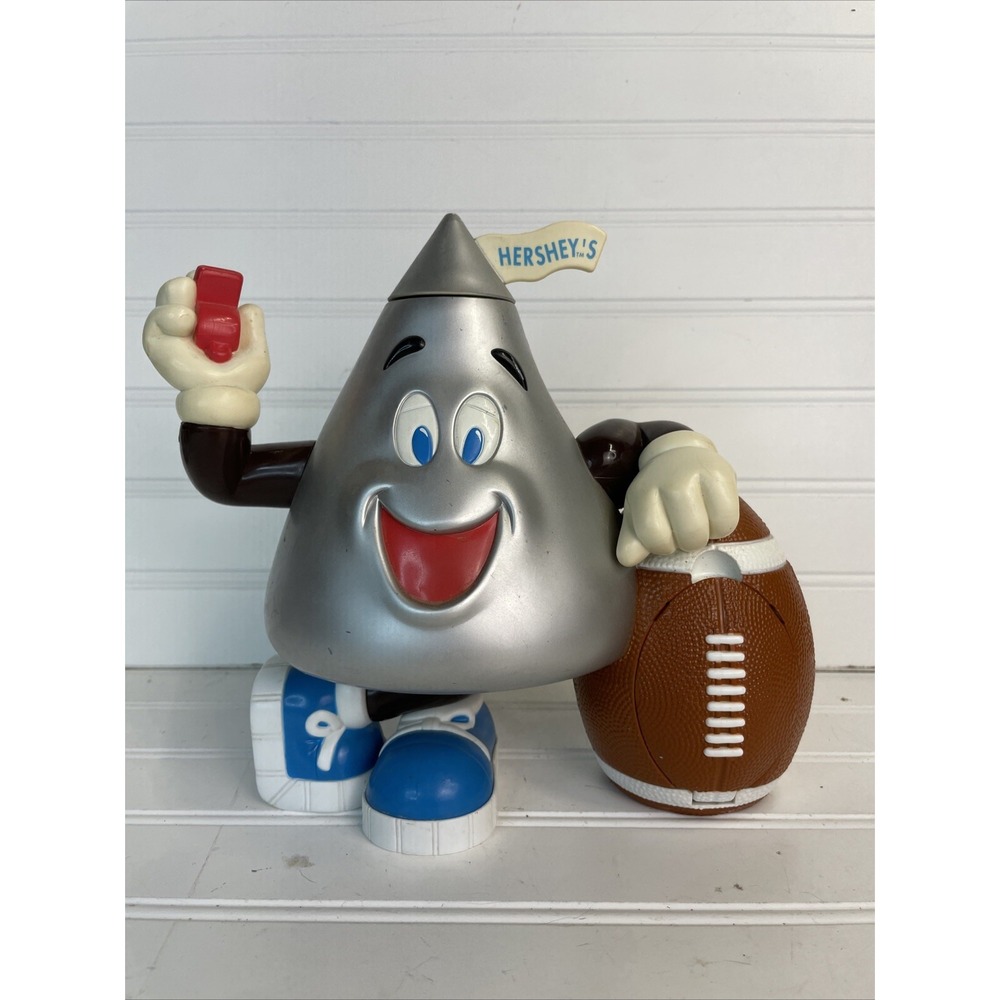 Vtg 1999 Hershey Kiss Football Referee Candy Dispenser - Twirl Top Moves Inside